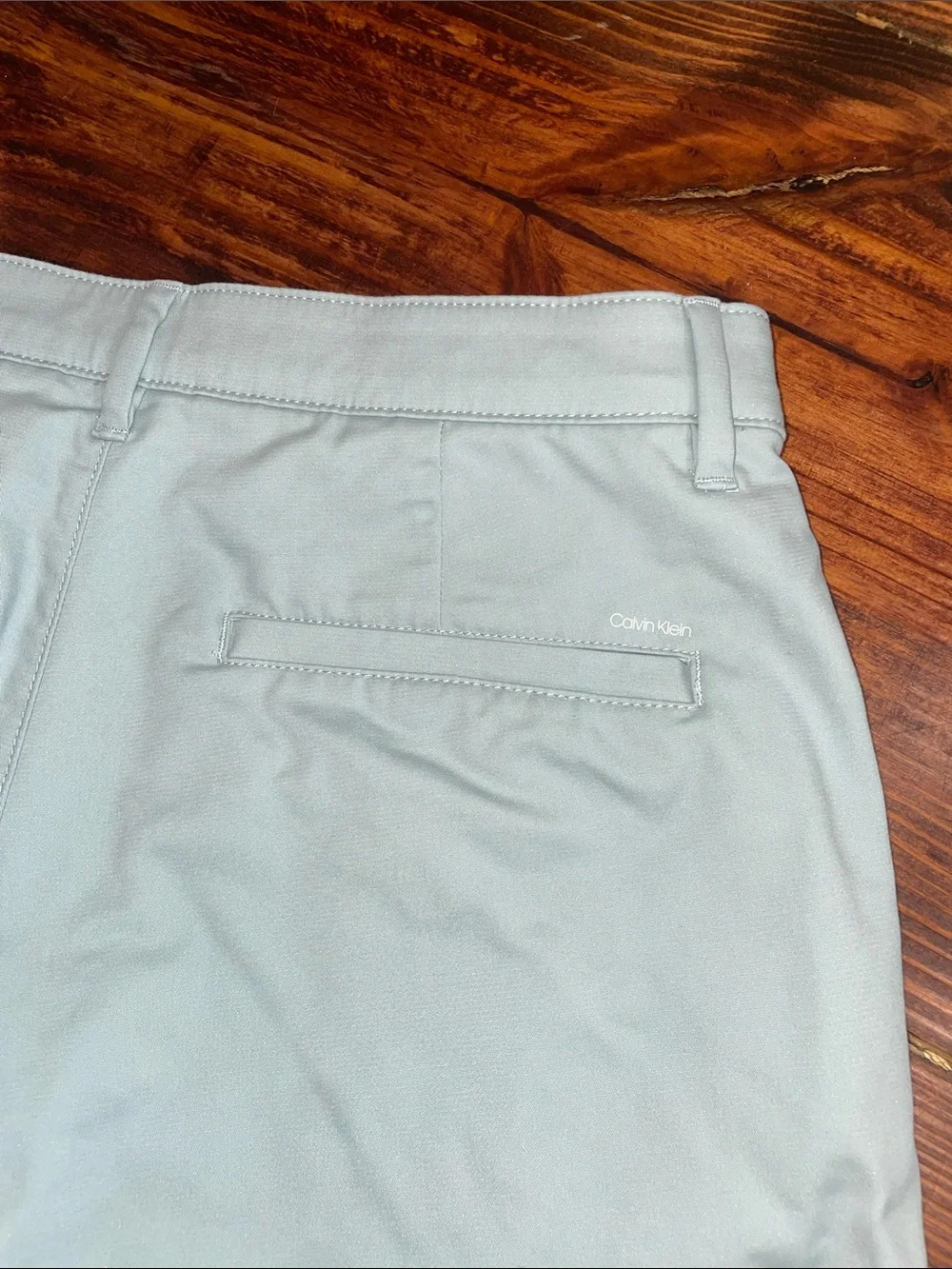 Calvin Klein Light Green Flat-Front Chino Shorts